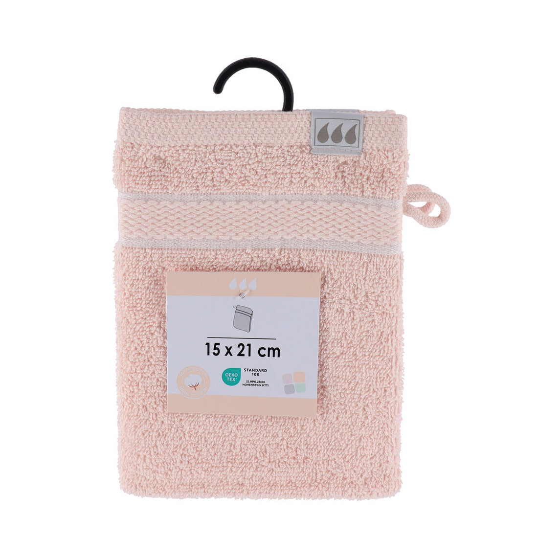 Set de 2 Mănuși de Toaletă 15x21 cm, 100% Bumbac - Roz Pudră - ramosdecor