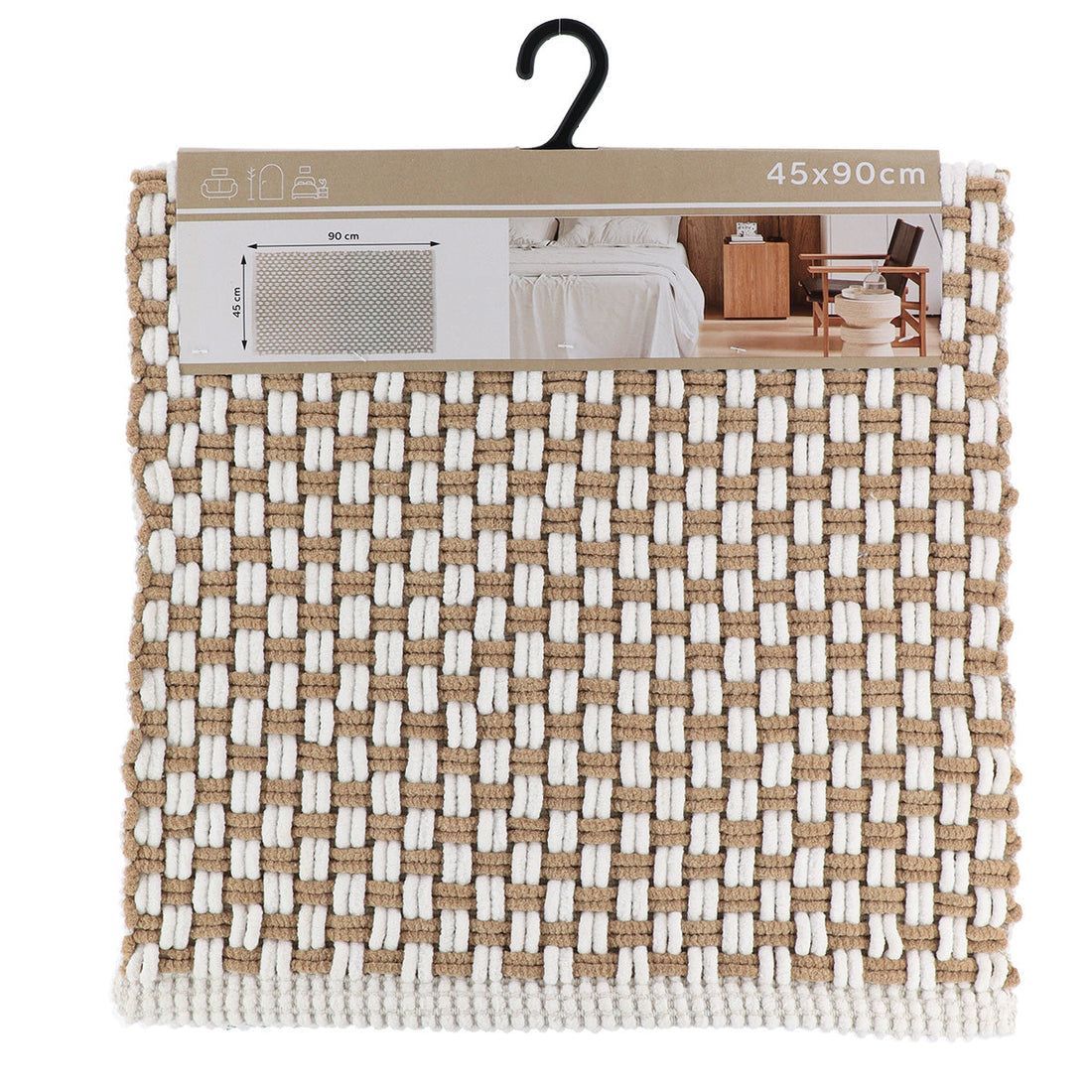 Covoraș Cuzco Microfibră/Bumbac 45x90 CM - Taupe/Natural - ramosdecor