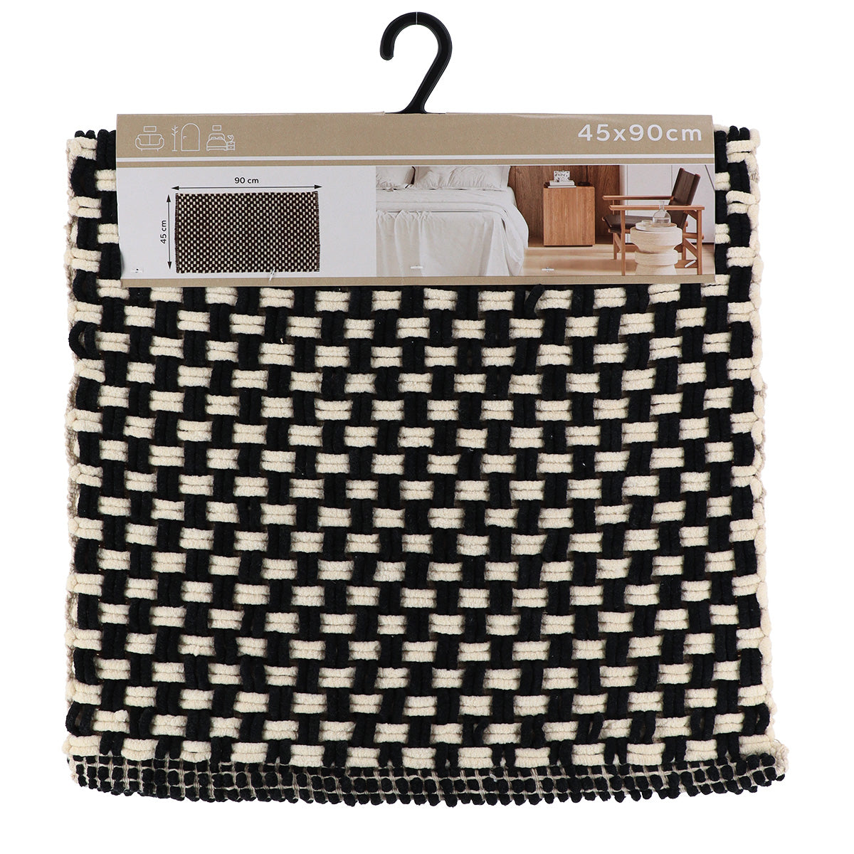 Covoraș Sucre 45x90 CM - Negru/Natural - ramosdecor