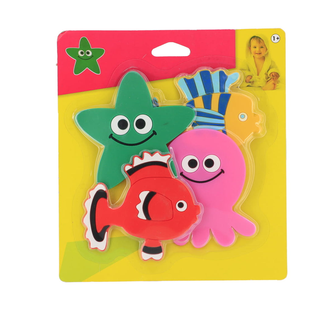 Set De 4 Covorașe Mini PVC Pentru Duș - Caracatiță/Pește Roșu/Pește Galben/Stea De Mare - Childish - ramosdecor