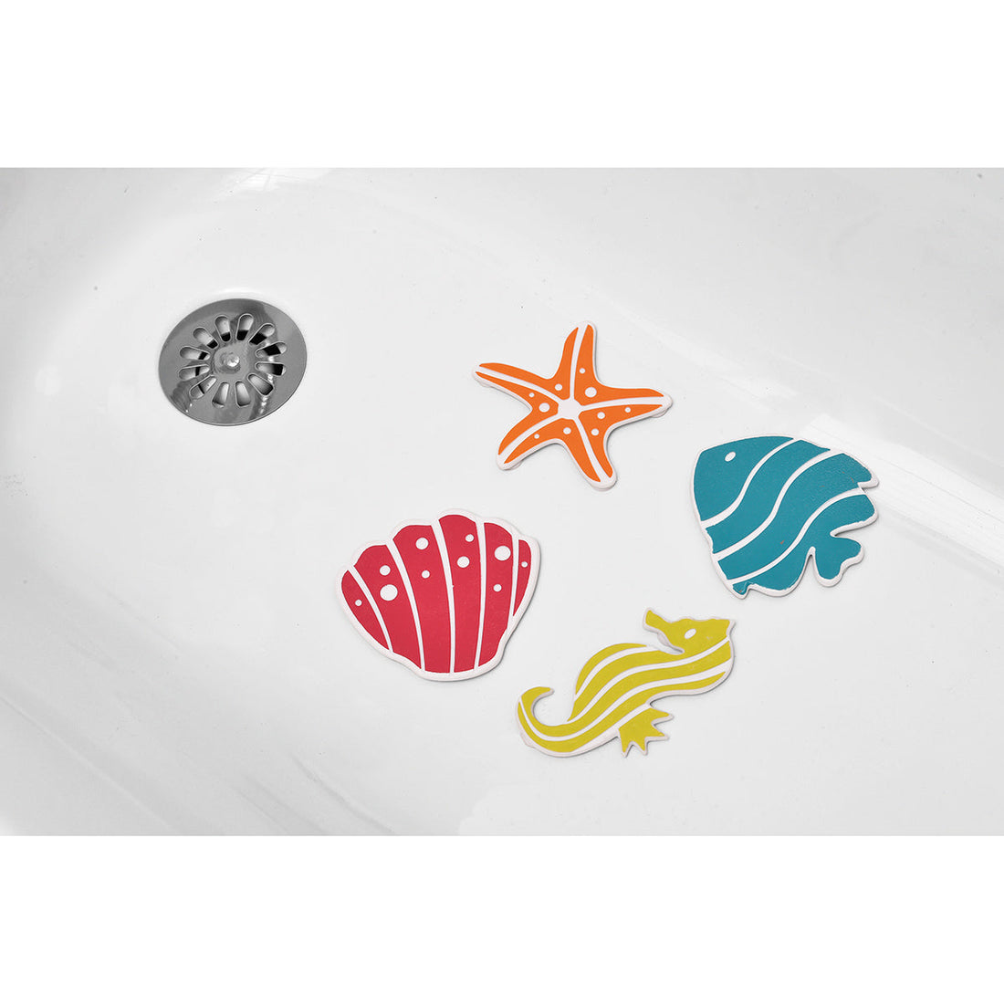 Set De 4 Covorașe Mini PVC Pentru Duș - Pește/Stea De Mare/Căluț De Mare/Scoică - Childish - ramosdecor