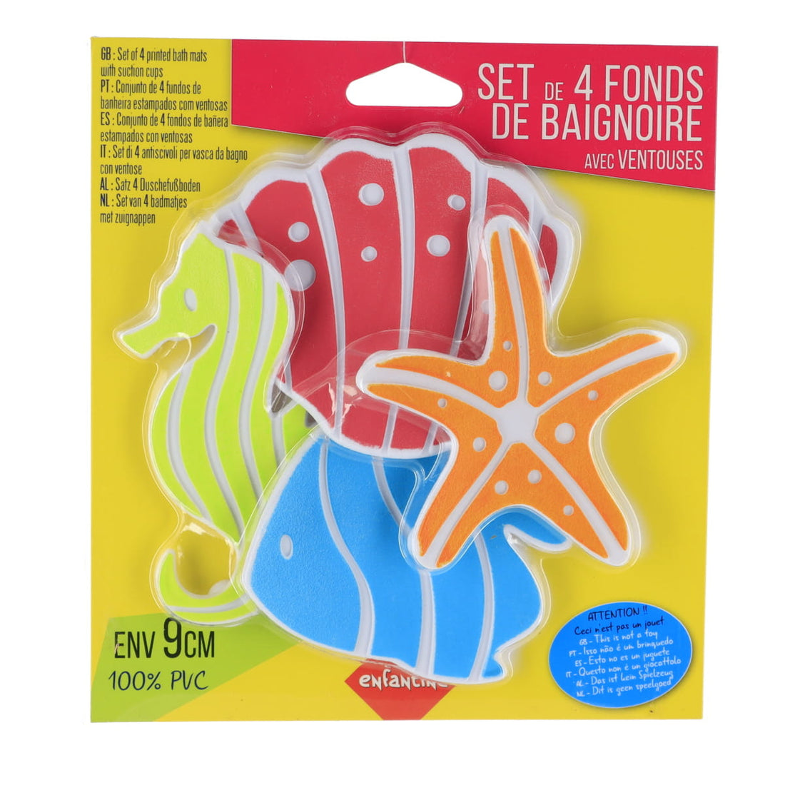 Set De 4 Covorașe Mini PVC Pentru Duș - Pește/Stea De Mare/Căluț De Mare/Scoică - Childish - ramosdecor