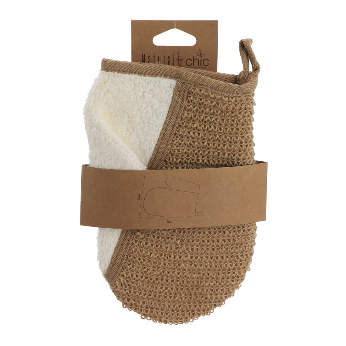 Mănușă de Masaj Exfoliantă pentru Corp Cânepă/Bambus - Crem/Dark Natural - ramosdecor