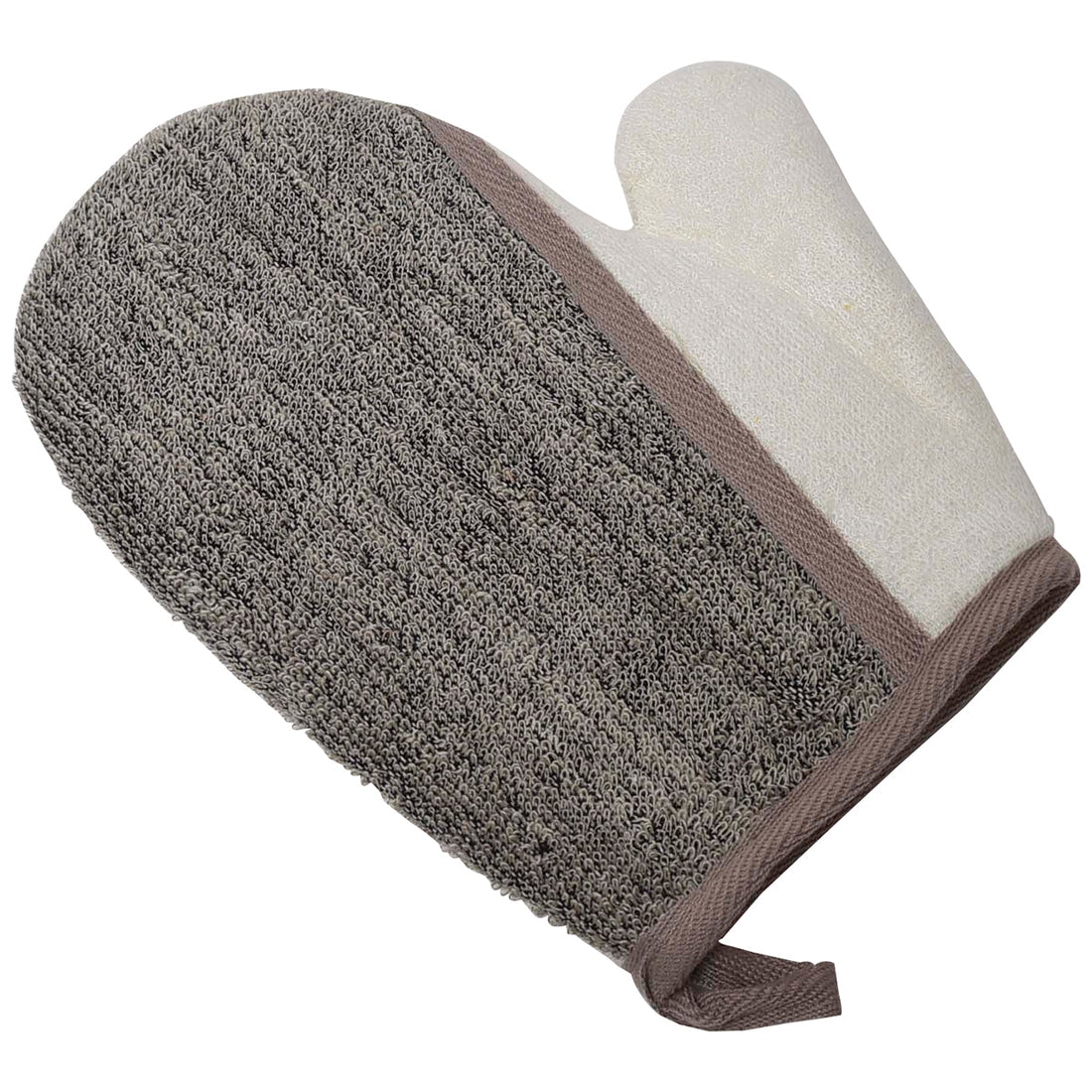 Mănușă de Masaj Exfoliantă pentru Corp Poliester/Ramie/Pvc - Cream/Taupe - ramosdecor