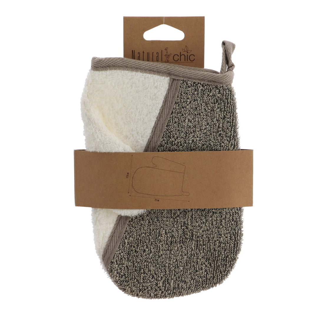 Mănușă de Masaj Exfoliantă pentru Corp Poliester/Ramie/Pvc - Cream/Taupe - ramosdecor