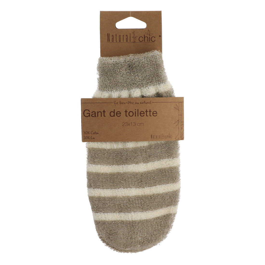 Prosoape de Față din In/Cotton cu Dungi - Crem/Taupe - ramosdecor