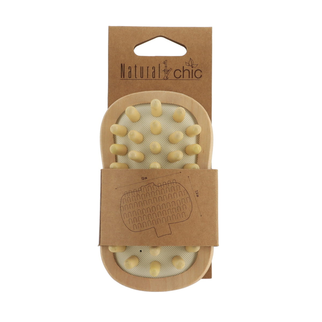 Perie de Masaj pentru Corp din Lemn Formă Rectangulară - Naturală - ramosdecor