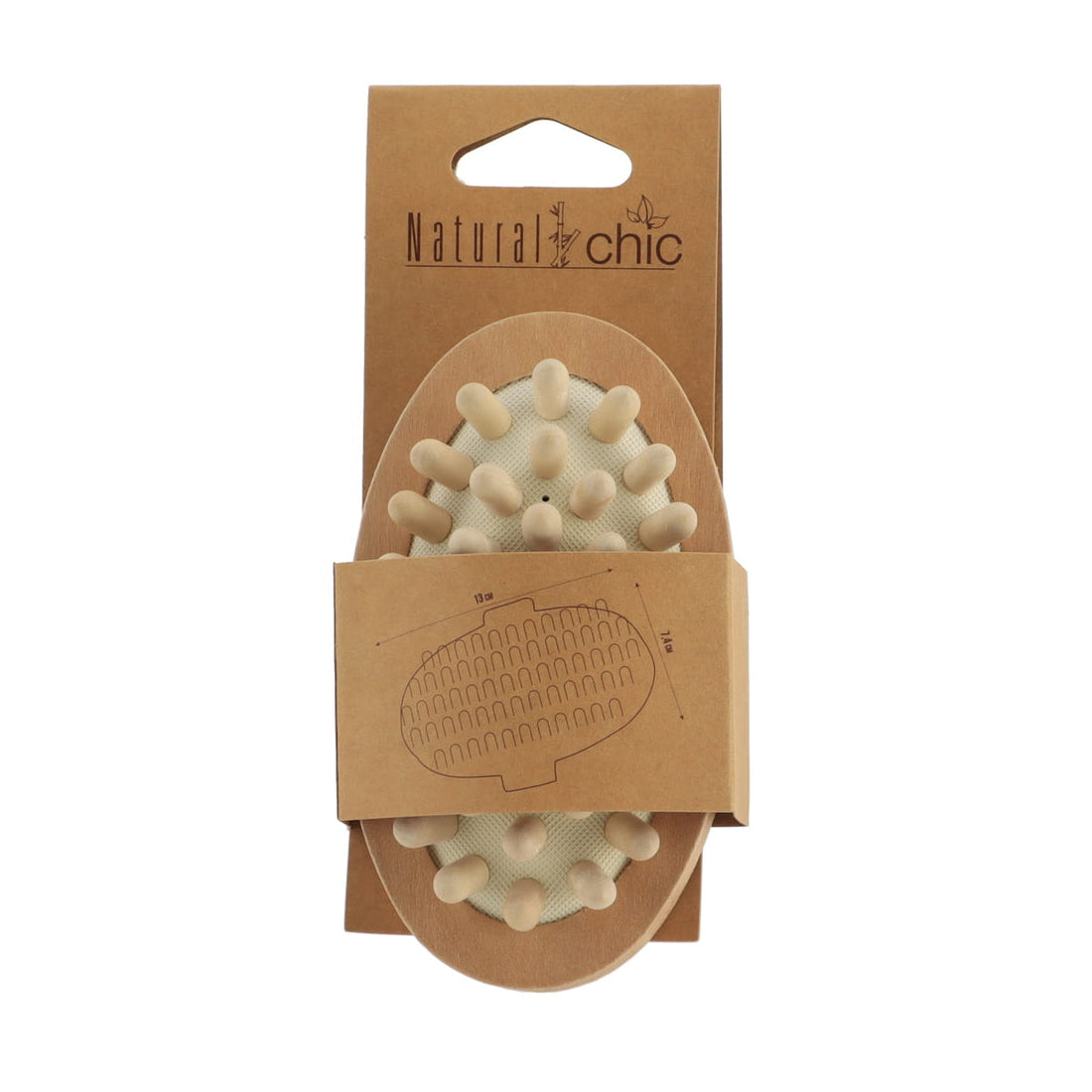 Perie de Masaj pentru Corp din Lemn Formă Ovală - Naturală - ramosdecor