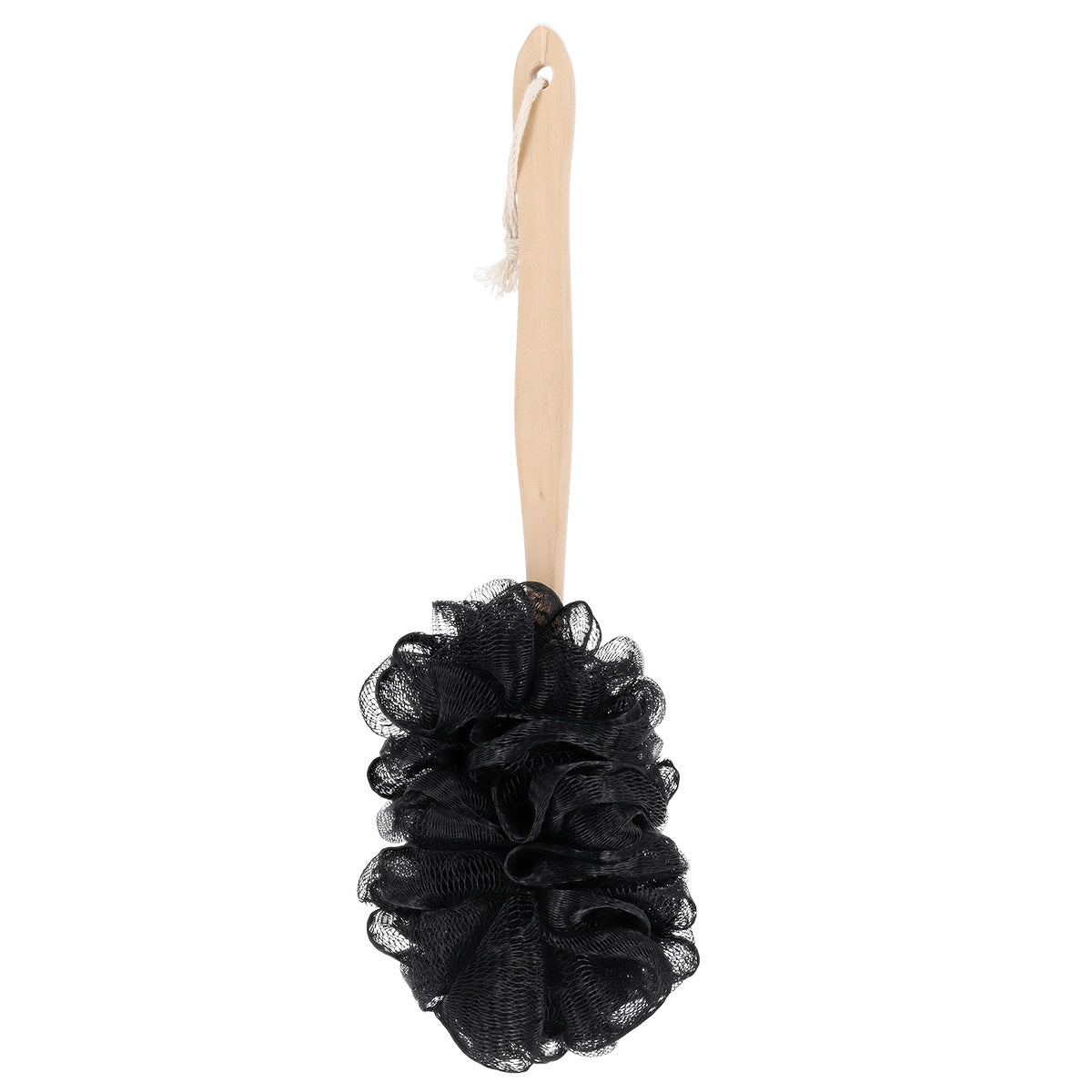Spons de Baie din Plasă Cu Mâner de Lemn - Negru - ramosdecor
