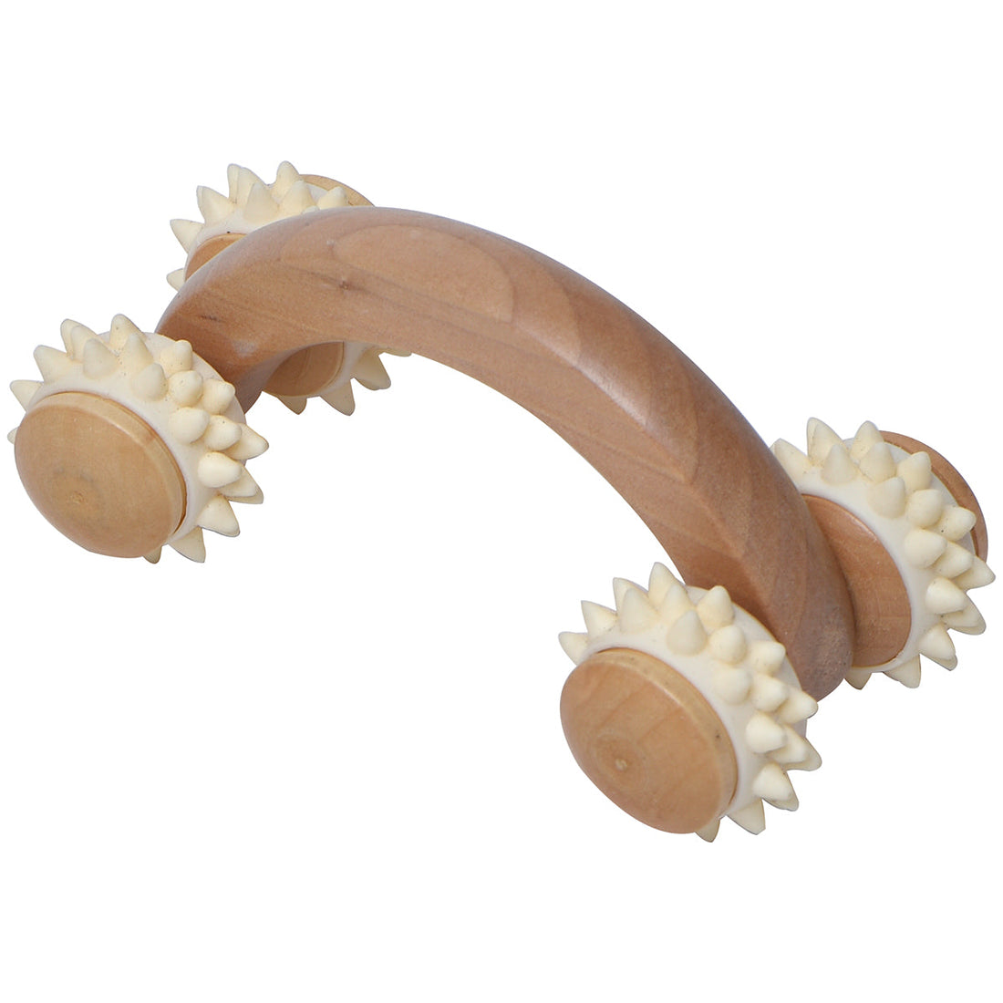 Masajer pentru Corp și Mâini din Lemn cu Rotițe Semirotund - Natural - ramosdecor