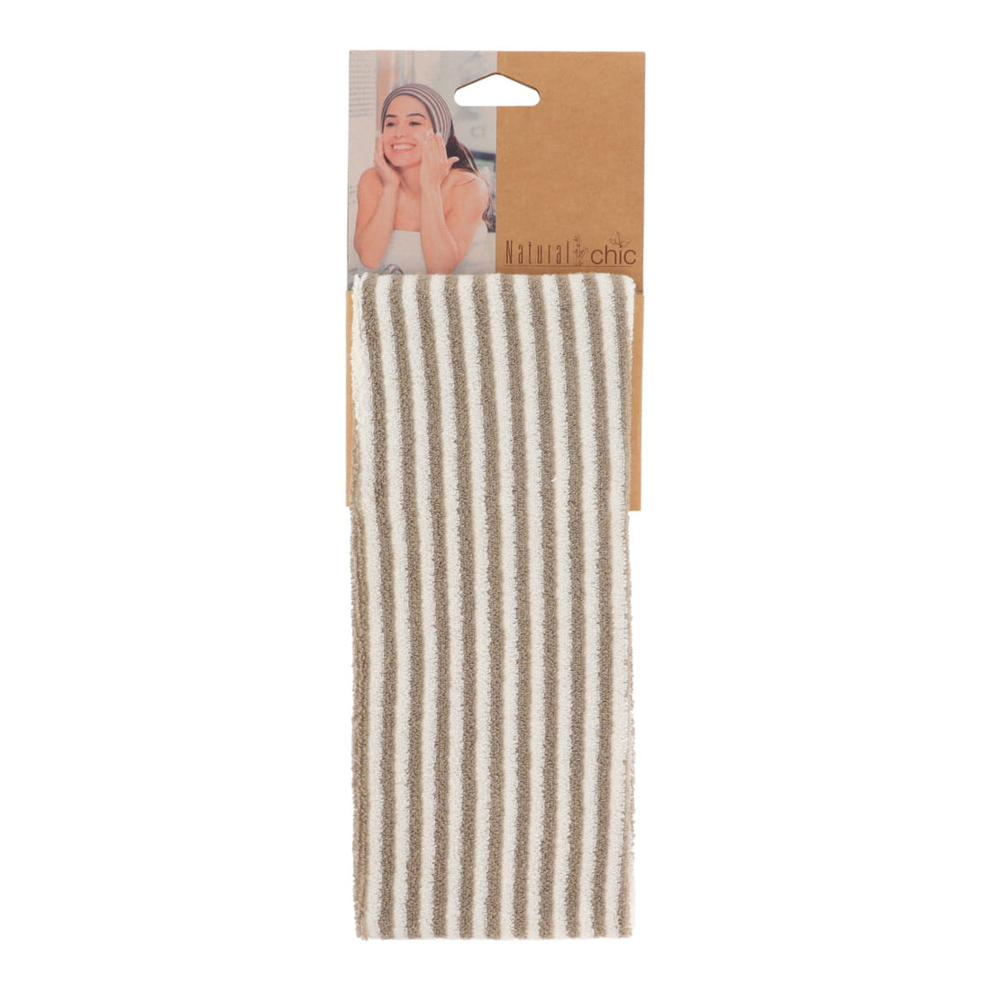 Bandă Elastică pentru Păr cu Dungi - Natural/Taupe - ramosdecor