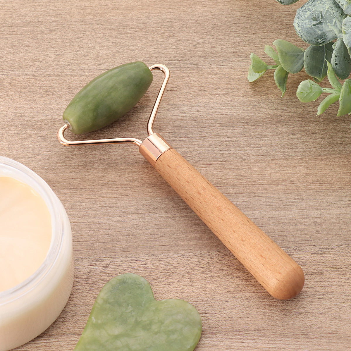 Roler pentru Față din Piatră de Jade Verde - Natural/Verde - ramosdecor