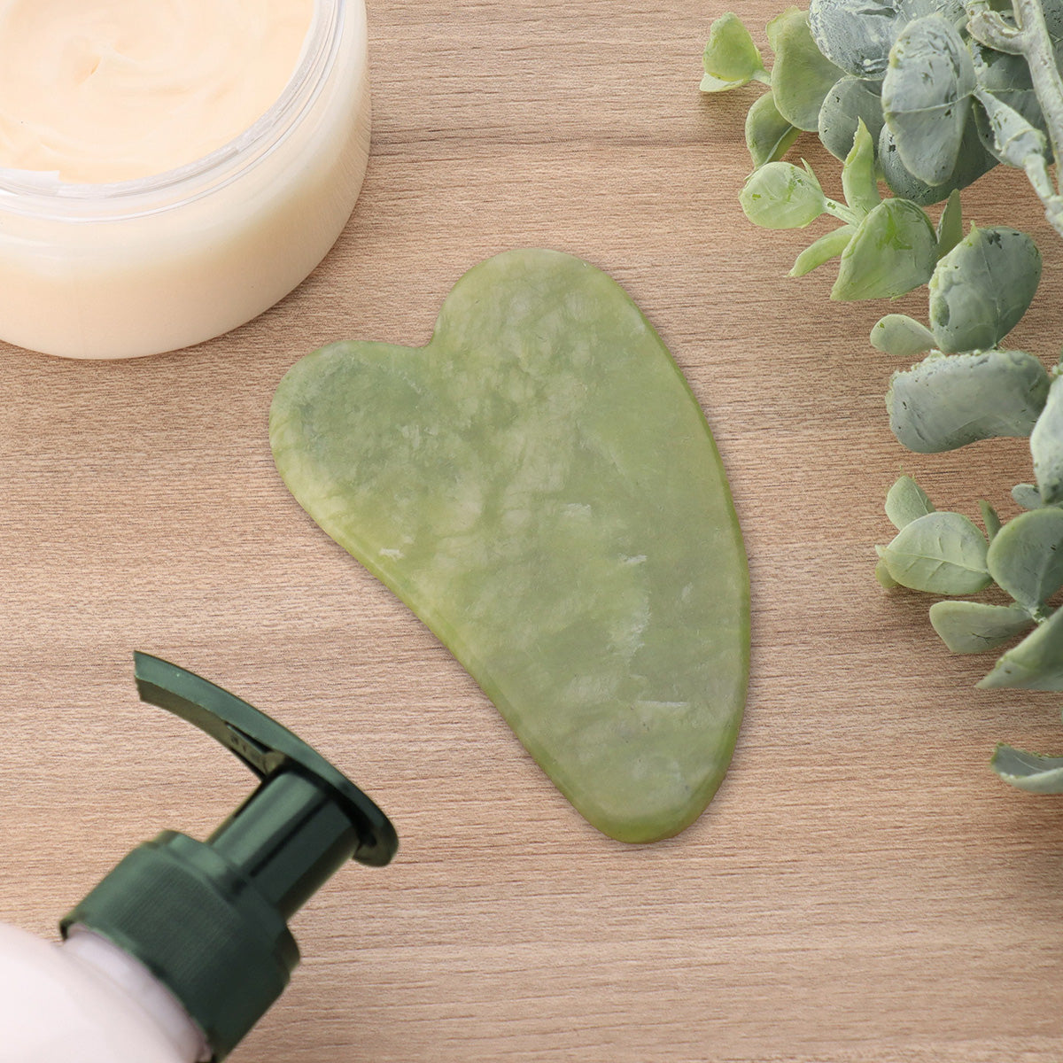 Guasha pentru Față din Piatră de Jade - Verde - ramosdecor