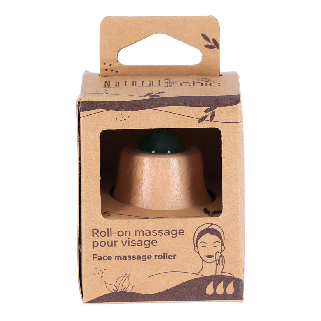 Roler de Masaj pentru Față din Jade/Lemn - Natural - ramosdecor