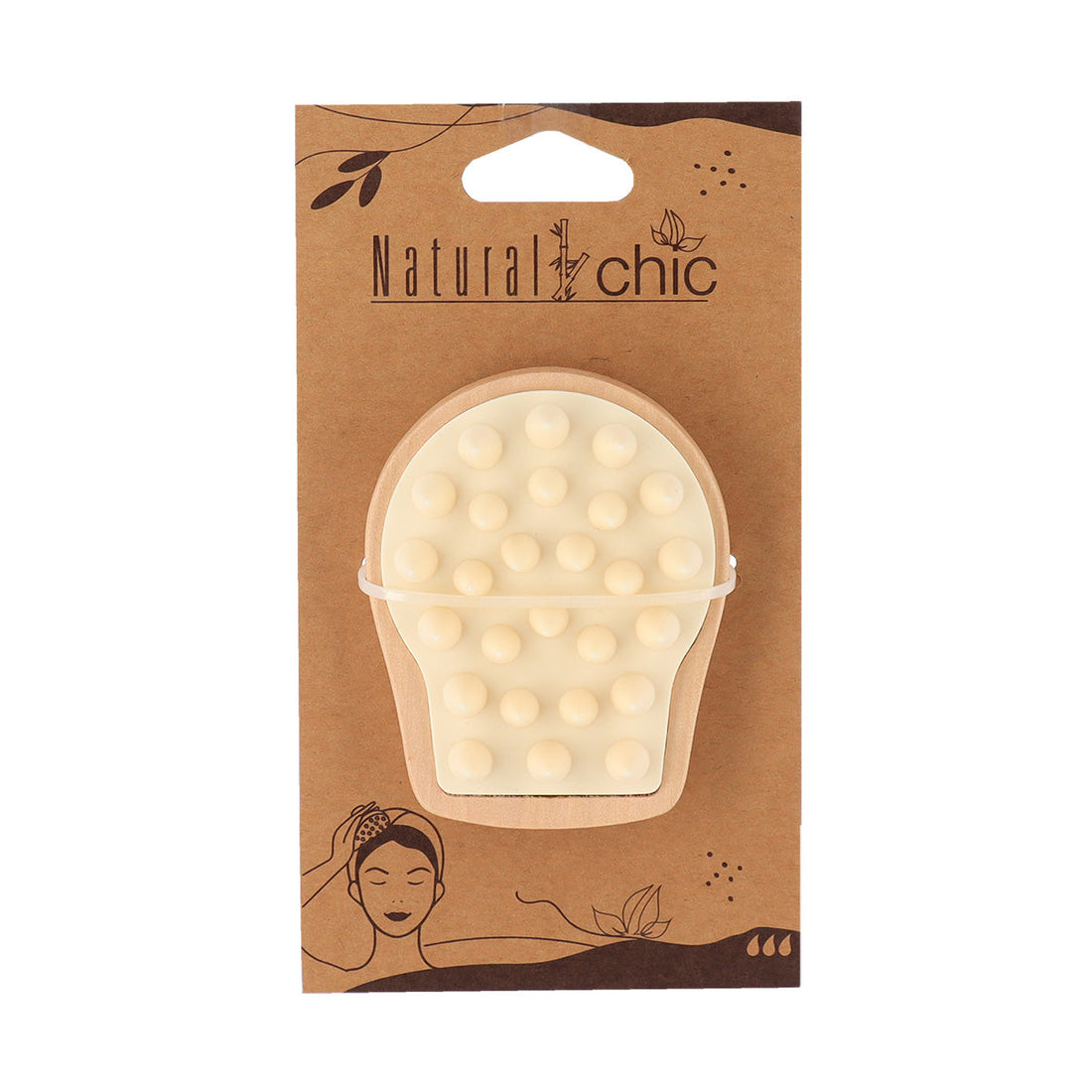 Masaj pentru Cap din Lemn și Silicon - Natural - ramosdecor