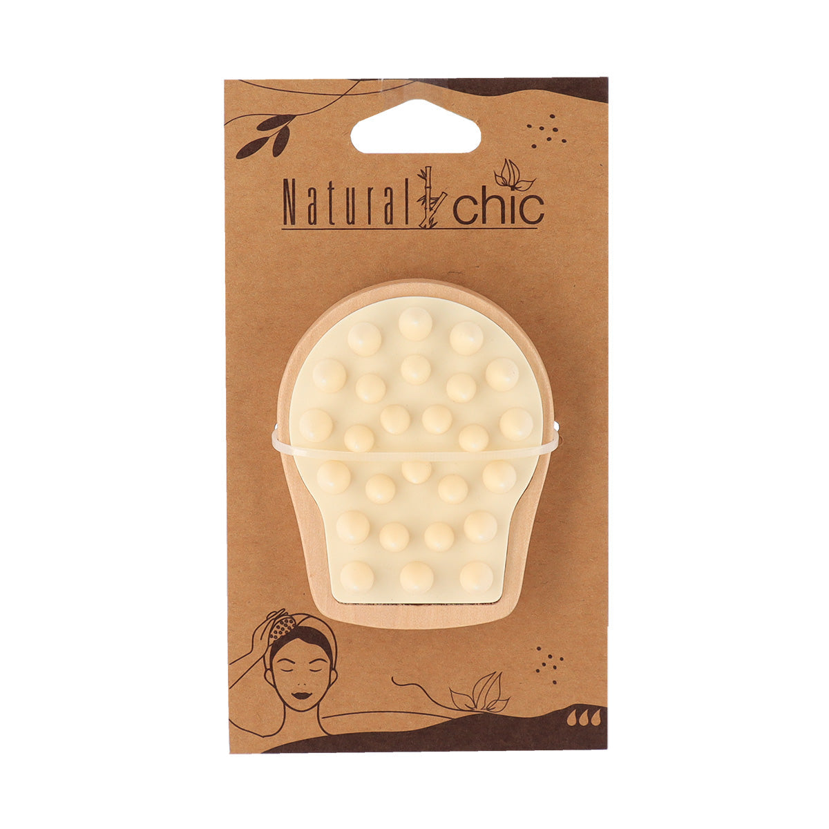 Masaj pentru Cap din Lemn și Silicon - Natural - ramosdecor