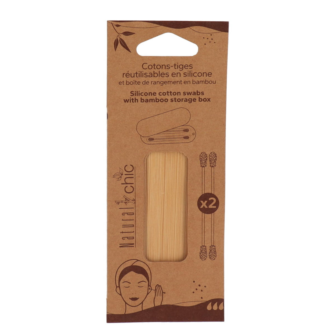 Set de 2 Bețe Reutilizabile din Silicon cu Husă - Bambus - ramosdecor