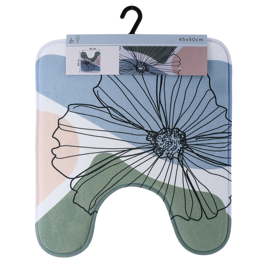 Covoraș Imprimat Din Microfibră Pentru Toaletă 45x75 Cm - Flowers - ramosdecor