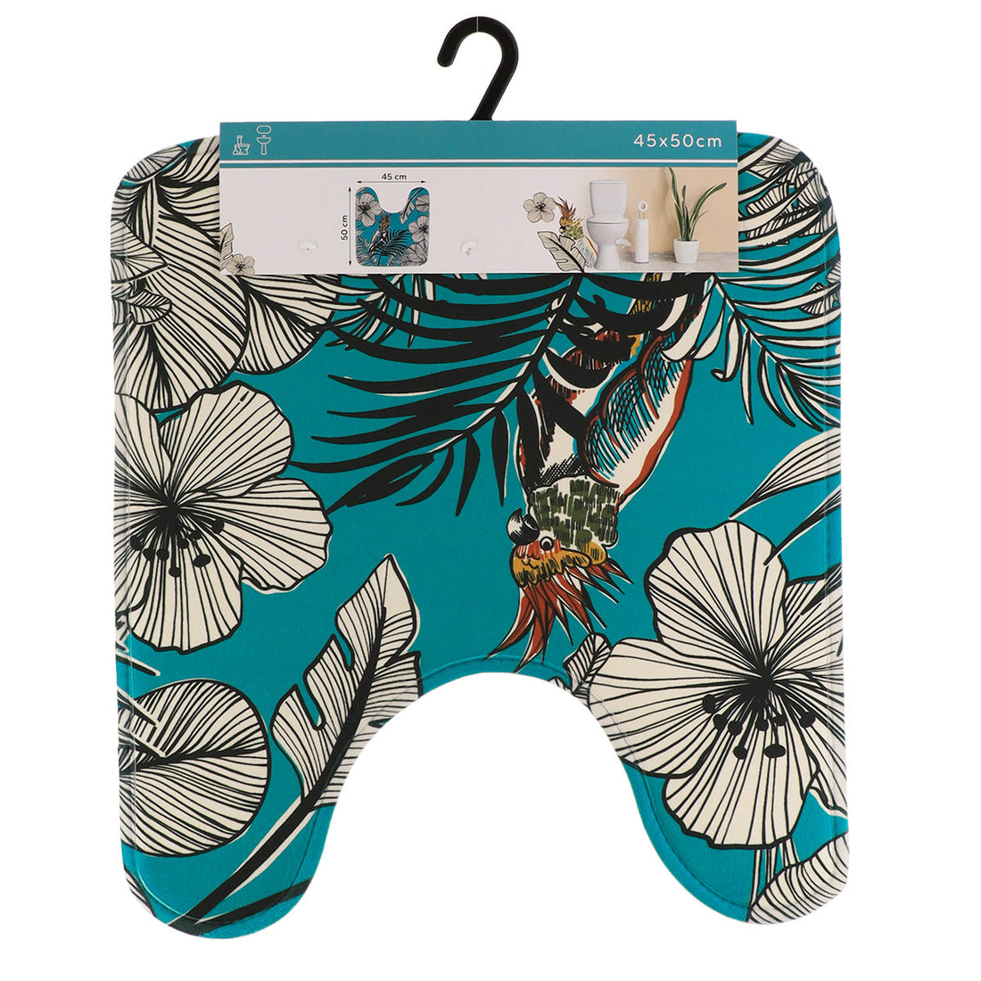Covoraș Imprimat Din Microfibră Pentru Toaletă 45x75 Cm - Blue Jungle Fever - ramosdecor