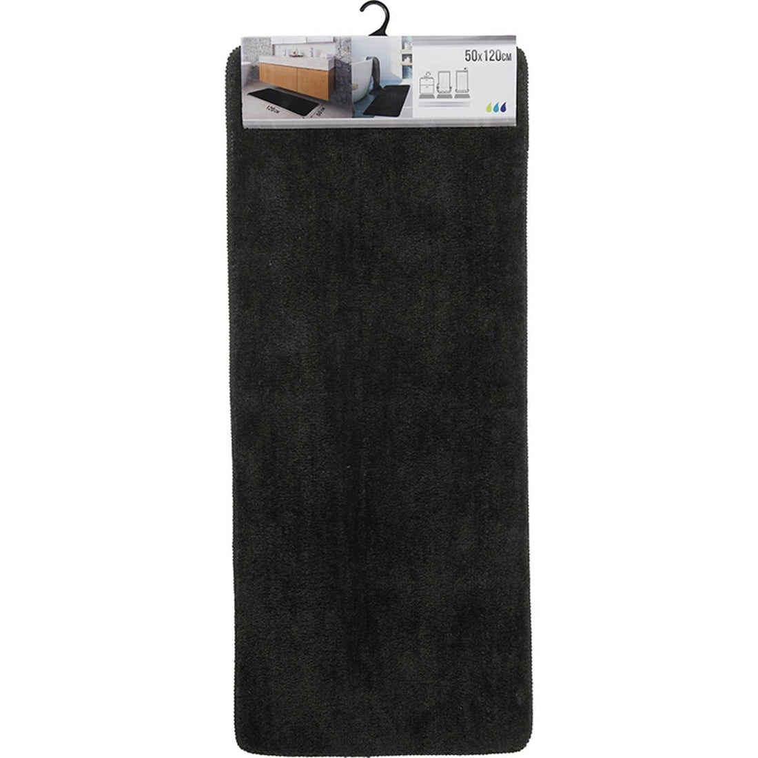 Covoraș Baie Microfibră Pentru Lavoar Dublu 50x120 CM cu Fund de Latex - Negru - ramosdecor
