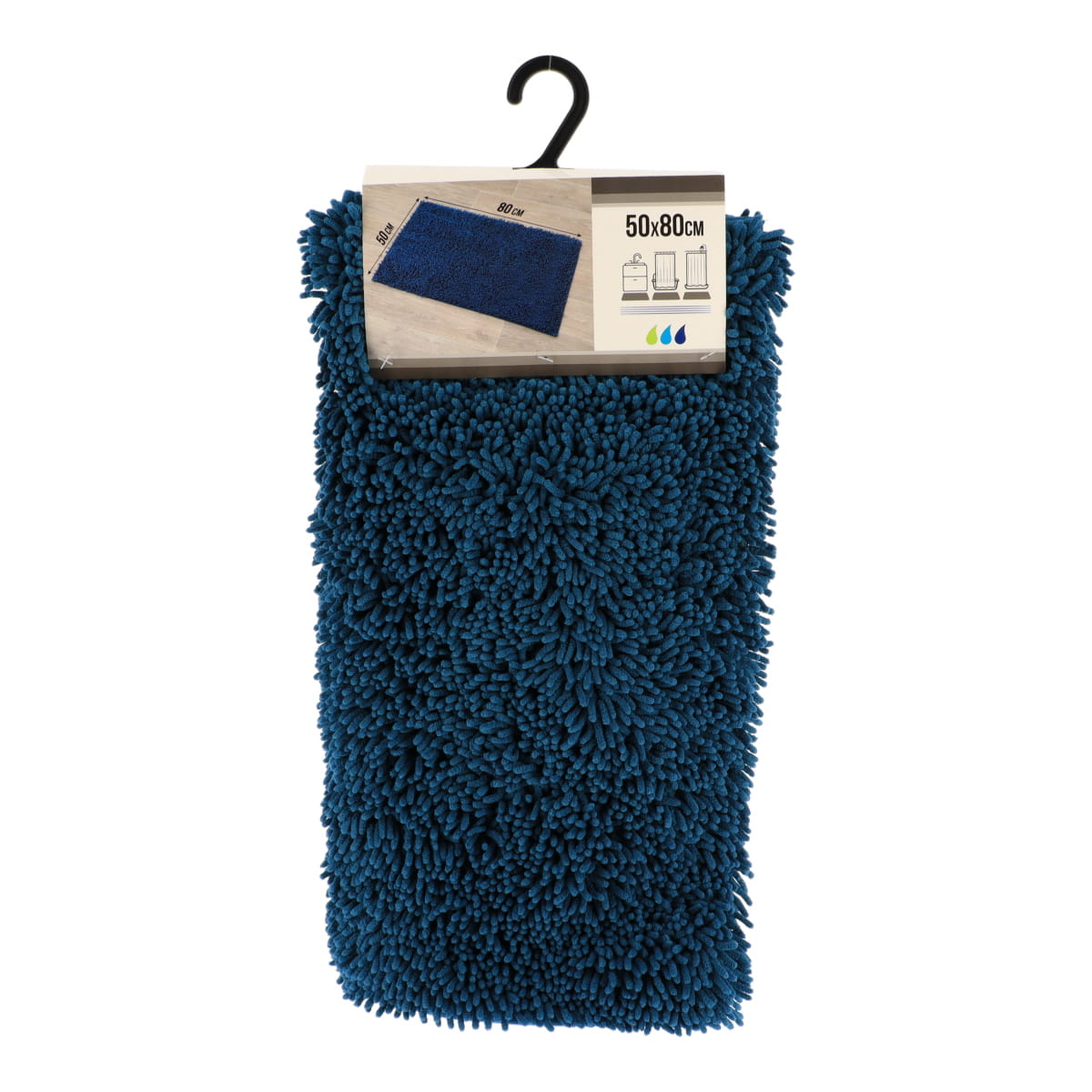 Covor Baie Microfibră cu Bile 50x80 CM - Peacock Blue - ramosdecor