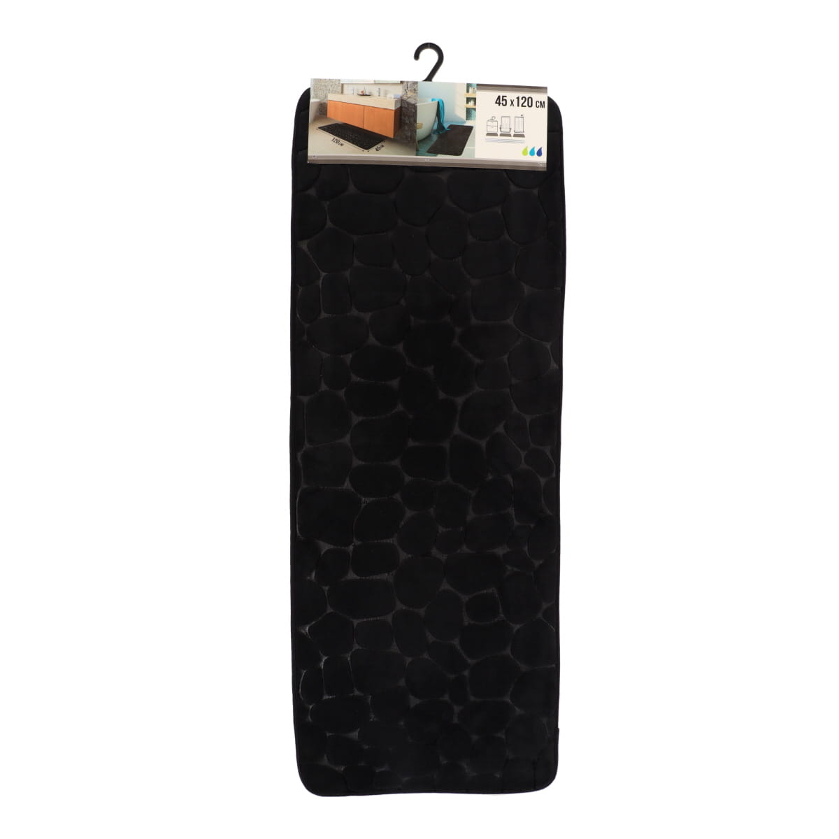 Covoraș Microfibră cu Spumă de Memorie45x120 cm - Negru - ramosdecor