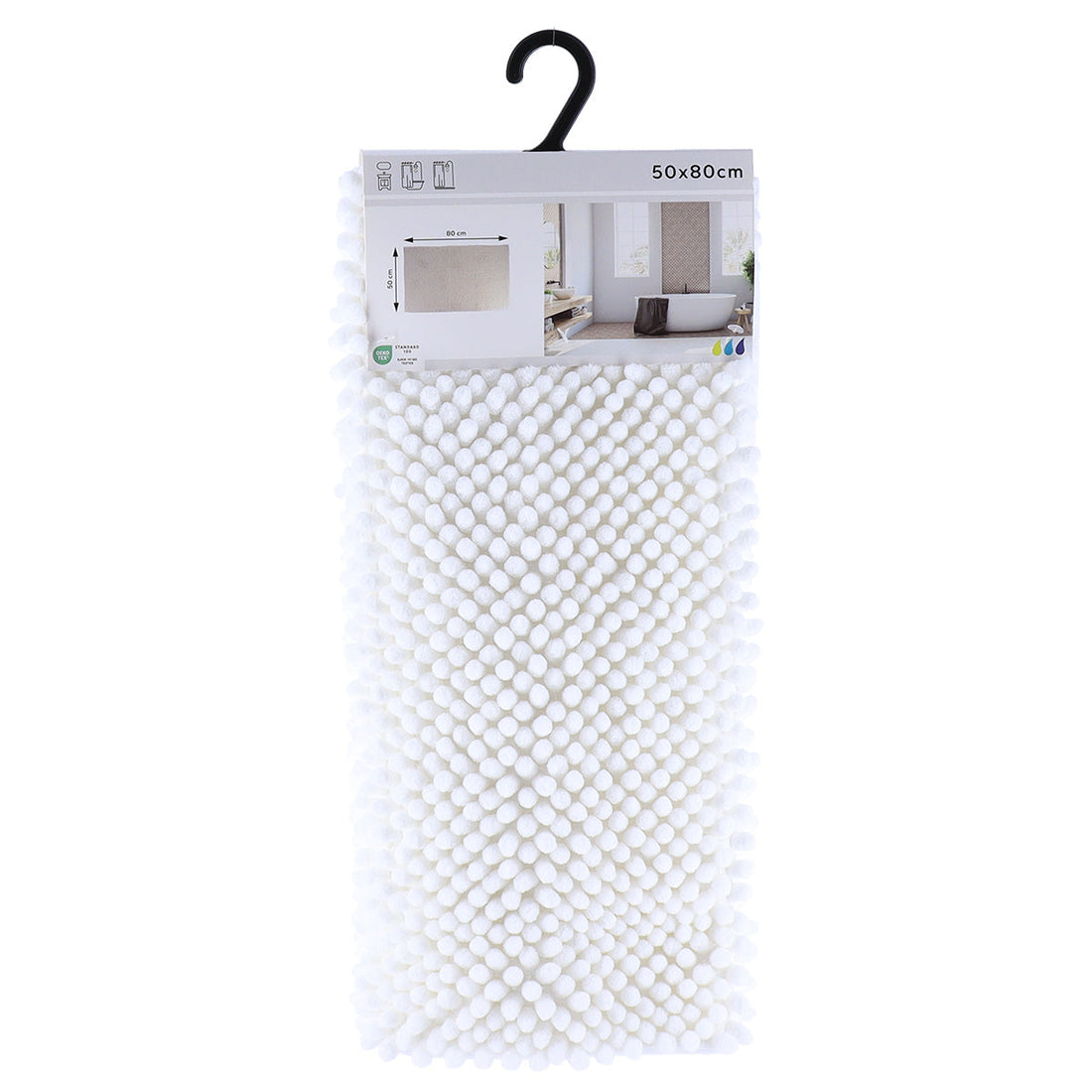 Covor Baie Microfibră cu Bile 50x80 CM - Alb - ramosdecor