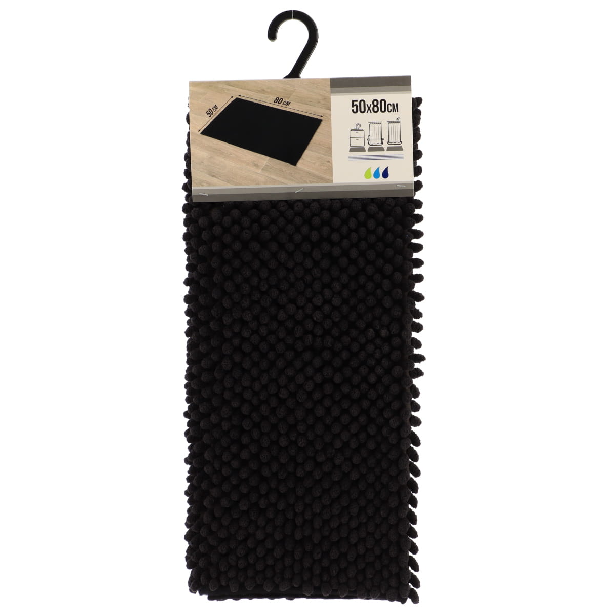 Covor Baie Microfibră cu Bile 50x80 CM - Negru - ramosdecor