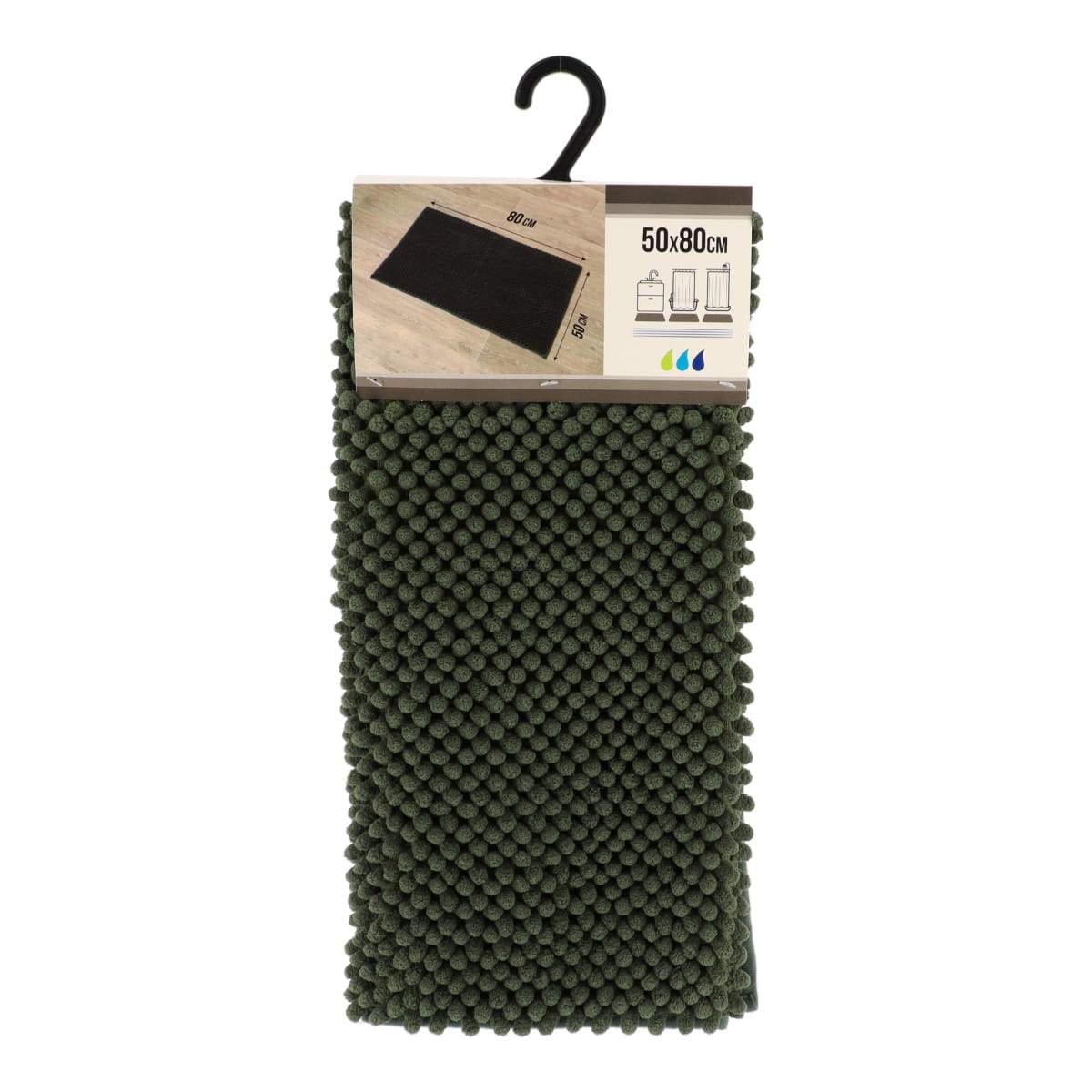 Covor Baie Microfibră cu Bile 50x80 CM - Dark Green - ramosdecor