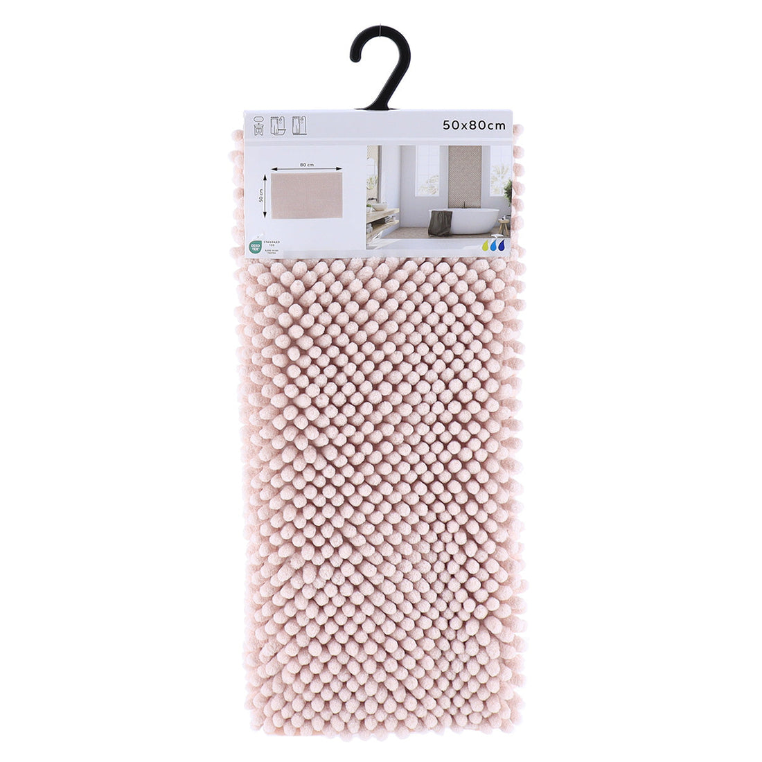Covor Baie Microfibră cu Bile 50x80 CM - Powder Pink - ramosdecor