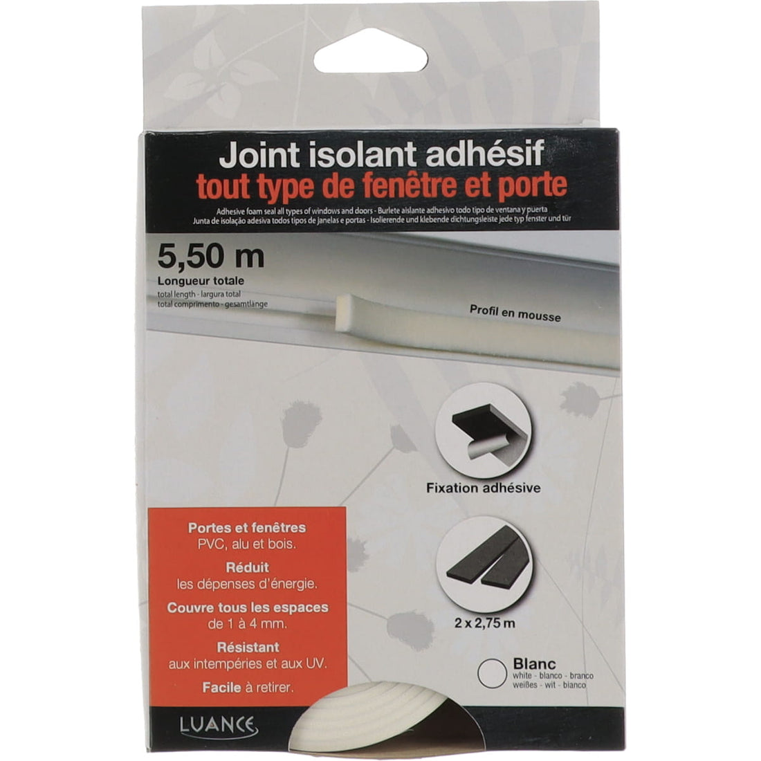 Burete autoadeziv pentru etanșare 2X2.75 metri - Alb - ramosdecor