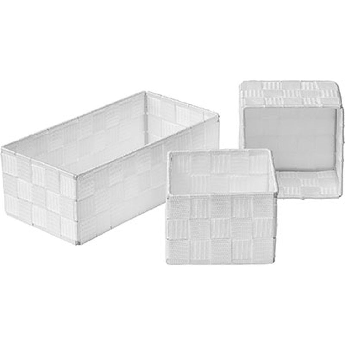 Set de 3 Coșuri din Poliester - Alb - ramosdecor