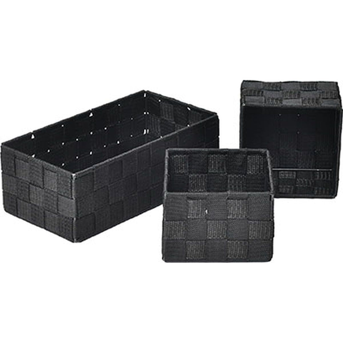 Set de 3 Coșuri din Poliester - Negru - ramosdecor