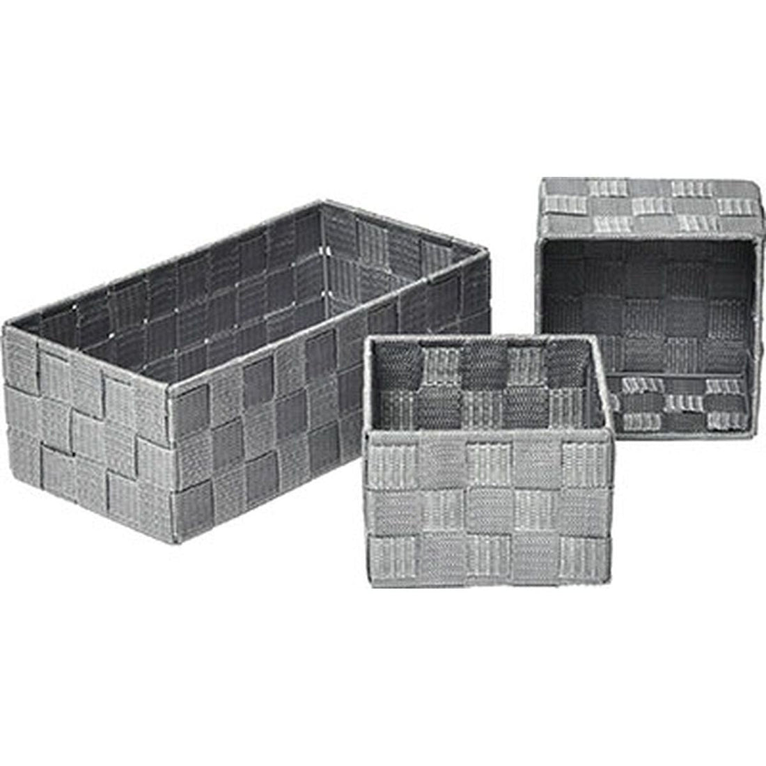 Set de 3 Coșuri din Poliester - Gri - ramosdecor