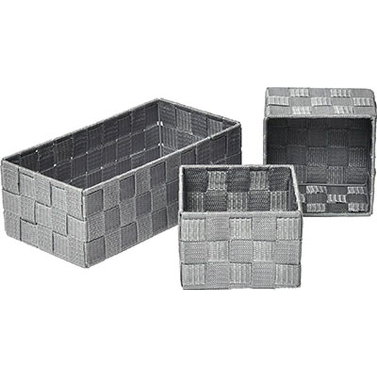 Set de 3 Coșuri din Poliester - Gri - ramosdecor