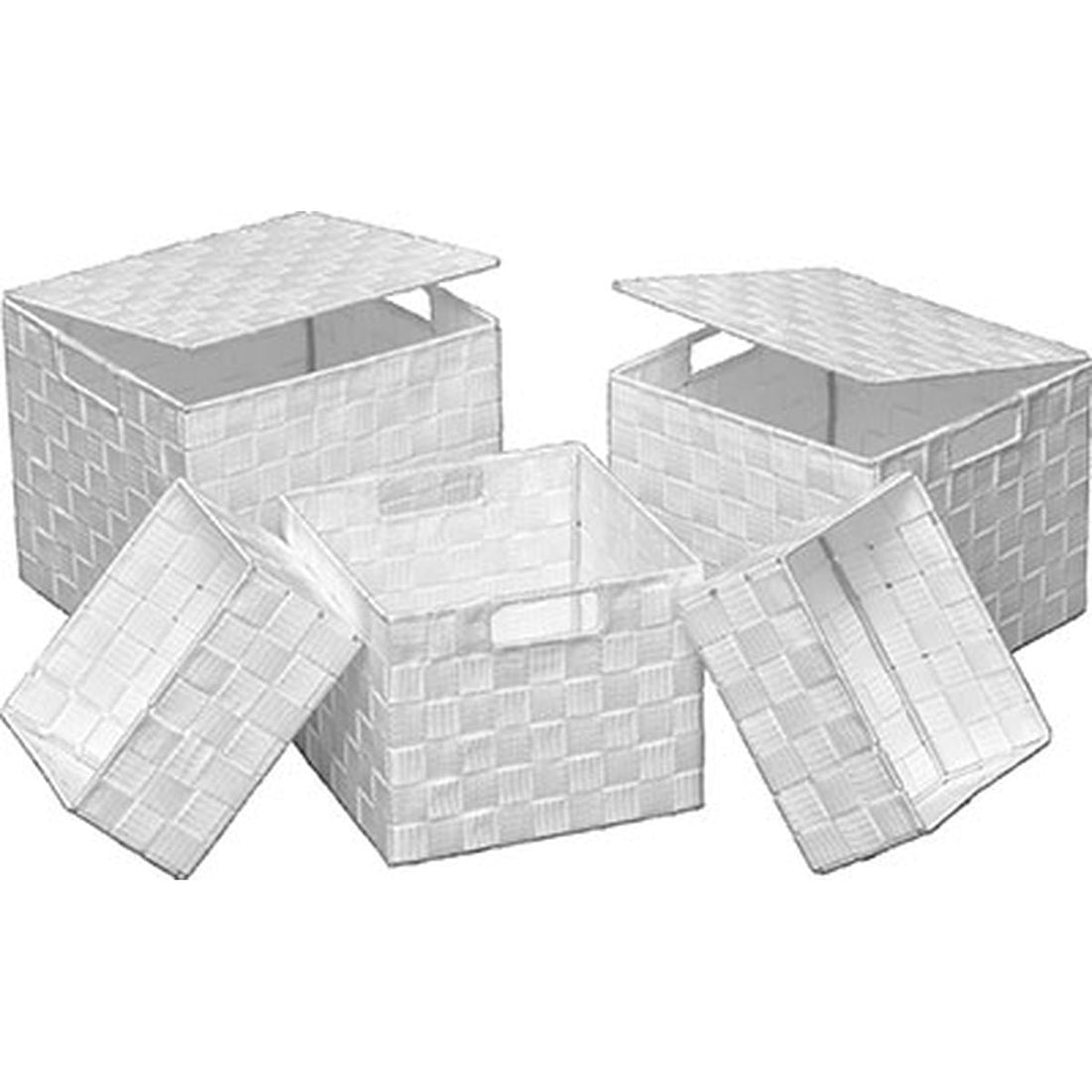 Set de 5 Coșuri de Depozitare Pătrate din Poliester - Alb - ramosdecor