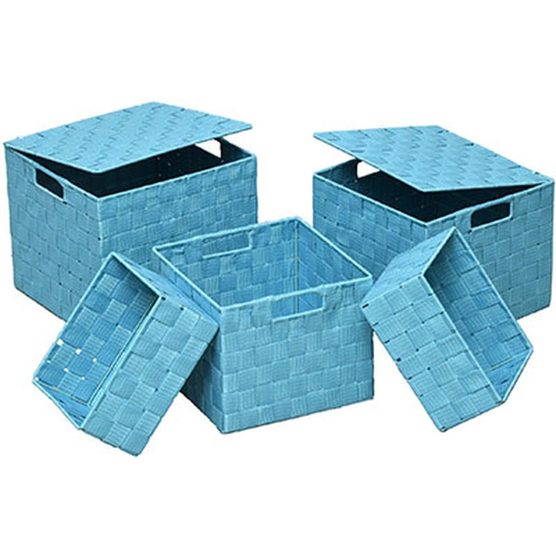 Set de 5 Coșuri de Depozitare Pătrate din Poliester - Turquoise - ramosdecor