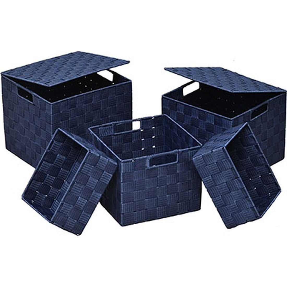Set de 5 Coșuri de Depozitare Pătrate din Poliester - Navy Blue - ramosdecor