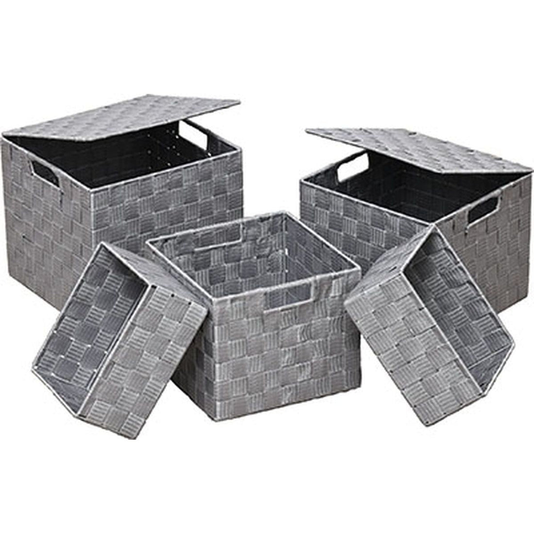 Set de 5 Coșuri de Depozitare Pătrate din Poliester - Gri - ramosdecor