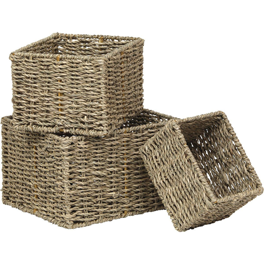Set de 3 Coșuri Dreptunghiulare - Natural - ramosdecor