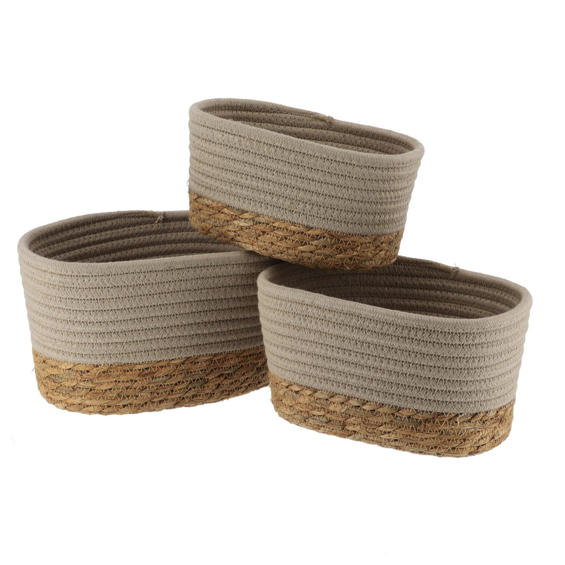 Set de 3 Coșuri Dreptunghiulare - Taupe/Natural - ramosdecor