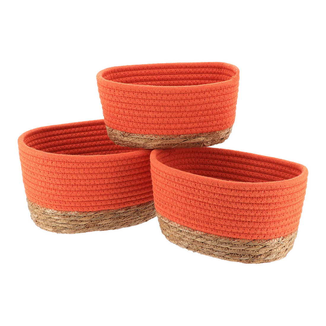 Set de 3 Coșuri Dreptunghiulare - Orange/Natural - ramosdecor