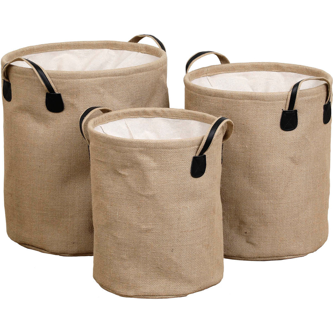 Set de 3 Coșuri Pentru Rufe din Jute - Natural - ramosdecor