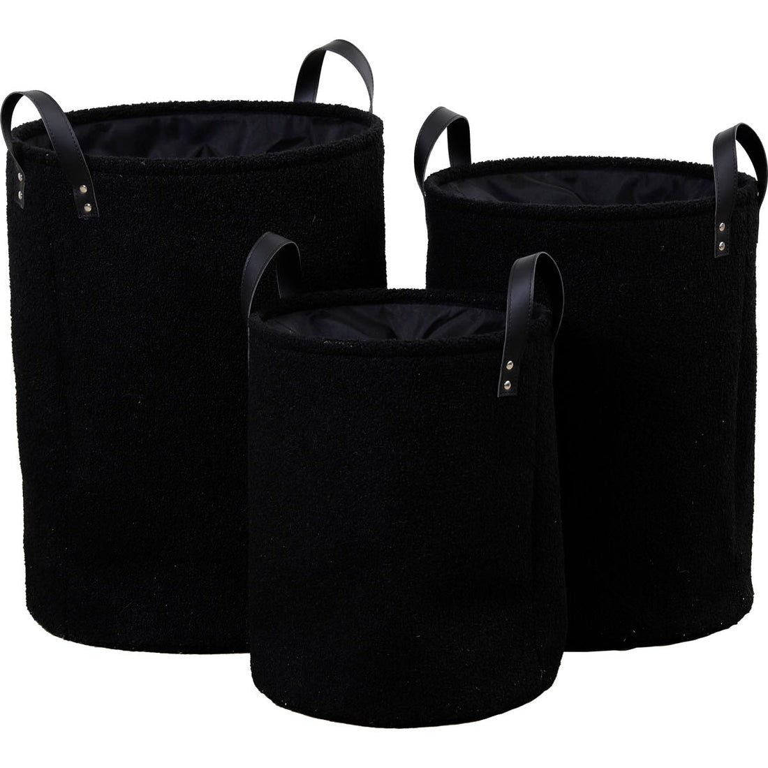 Set de 3 Coșuri Pentru Rufe Teddy Flush - Negru - ramosdecor
