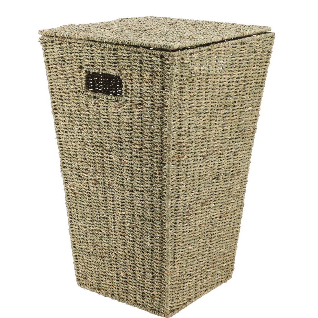 Coș de Rufe Evazat din Iarbă de Mare cu Capac - Natural - ramosdecor