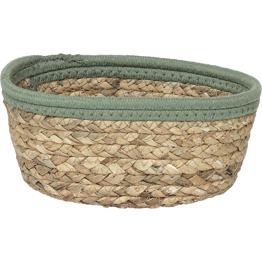 Coș Oval din Iarbă de Mare/Bumbac - Natural/Verde - ramosdecor