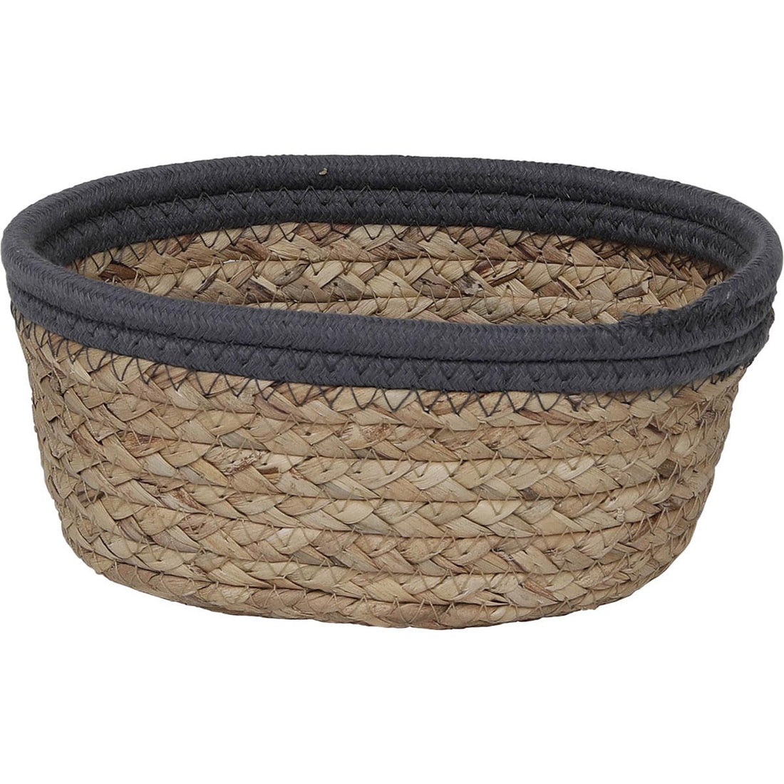 Coș Oval din Iarbă de Mare/Bumbac - Natural/Gri - ramosdecor