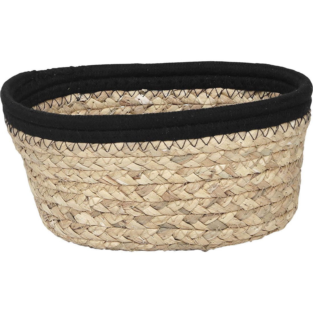 Coș Oval din Iarbă de Mare/Bumbac - Natural/Negru - ramosdecor