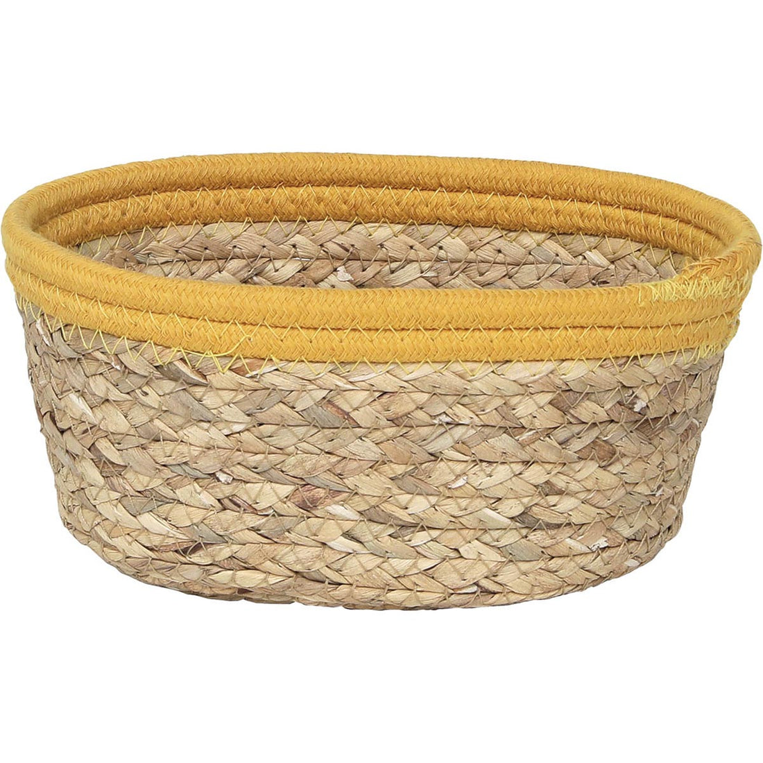 Coș Oval din Iarbă de Mare/Bumbac - Natural/Galben - ramosdecor