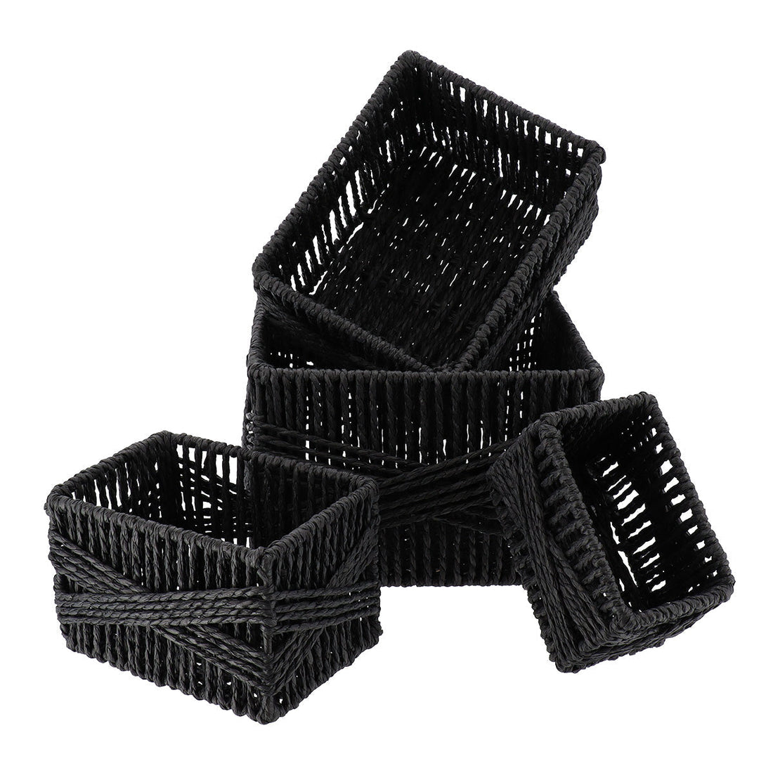 Set de 4 Coșuri din Hârtie - Negru - ramosdecor